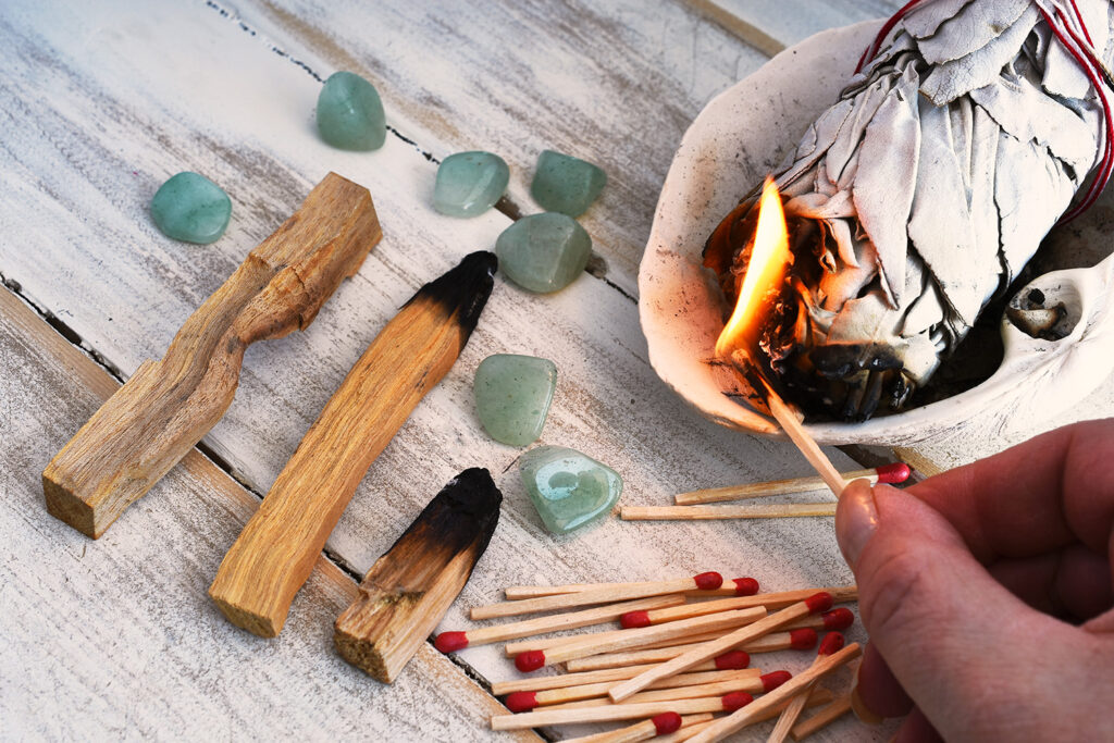 Smudging with Palo Santo Sage